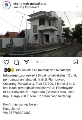 Dijual Rumah Ekslusif 2 Lantai di Ciwareng Kota Purwakarta