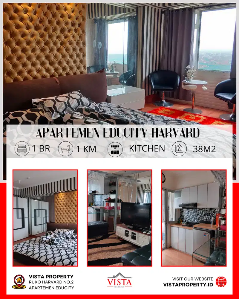 Dijual Educity Harvard Type Studio Luas 38 Furnished by Vista Property