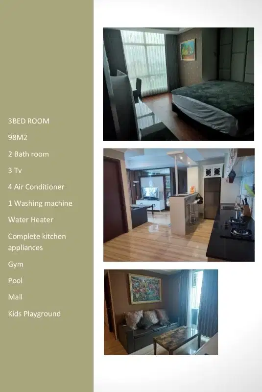 Disewakan  murah, furnish, apart. 3br di Mayjend Sungkono Langoon