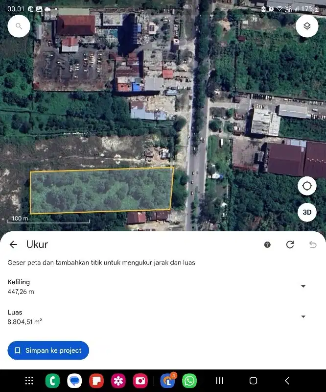 tanah 50x175, tepi jalan Soekarno-hatta, dekat Mal SKA, Pekanbaru.