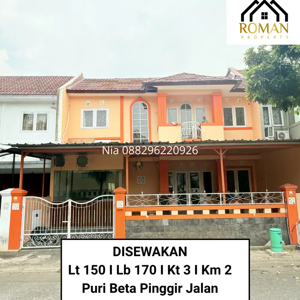 DISEWA RUMAH PINGGIR JALAN DI PURI BETA COCOK HUNI DAN USAHA