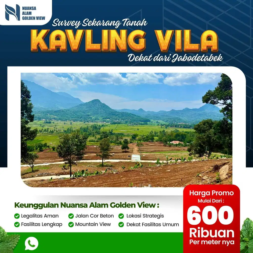 Dijual tanah Kavling siap bangun SHM dekat Jakarta