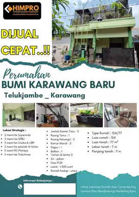 Dijual rumah cantik dekat kampus unsika dan kawasan industri karawang