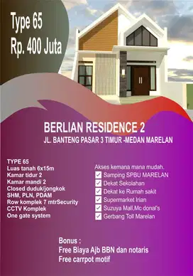 Rumah Modern Lokasi strategis di Medan Marelan