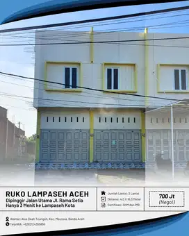 Dijual Ruko/Toko Baru Kawasan Lampaseh Ulee Lhee Jalan Rama Setia