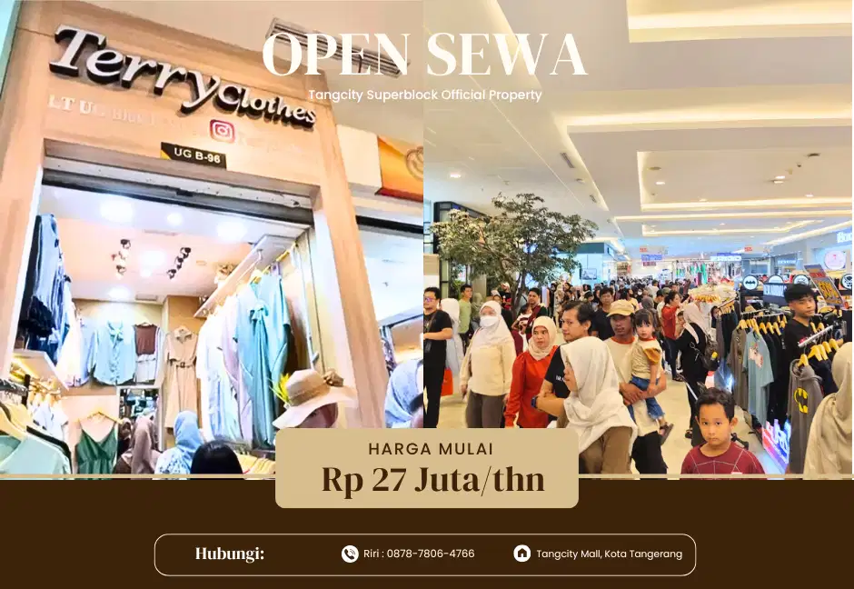 Disewakan Unit UG B96 Usaha Strategis di Tangcity Mall – Siap Pakai!