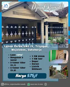 Rumah di Perum UNS IV Sukoharjo