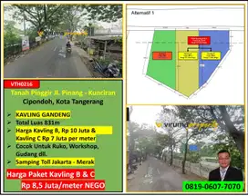 VTH0216 - Tanah SHM, Pinggir Jalan Samping Toll, Cipondoh, Tangerang