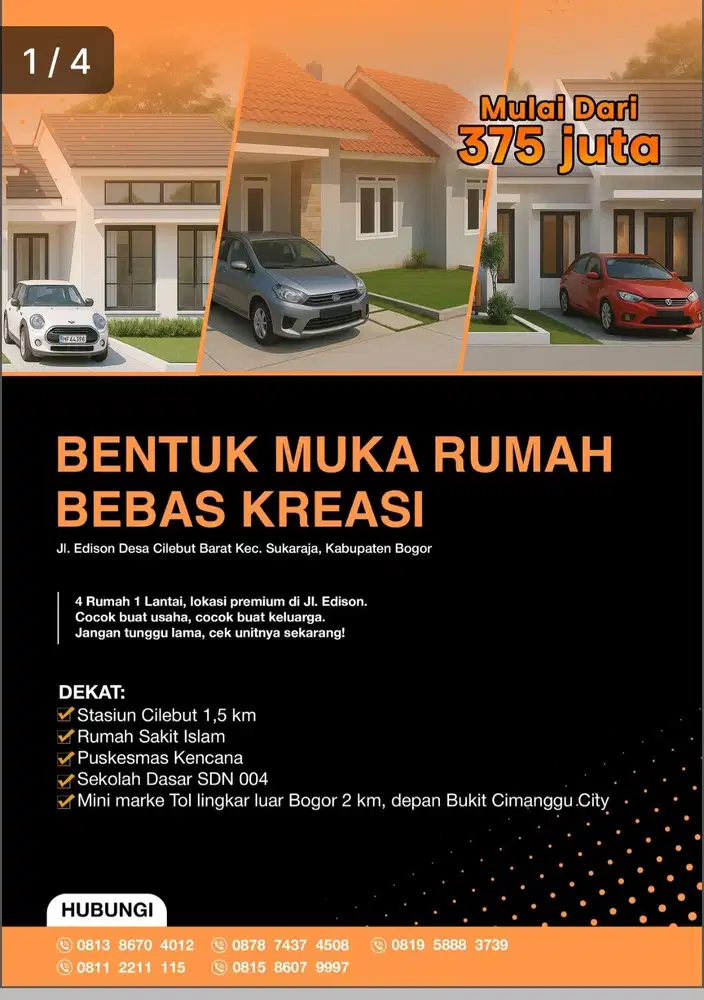 Rumah murah cluster 1.5 KM Stasiun Cilebut jalur utama
