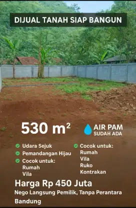 Tanah SHM 530m² Arjasari Bandung - Siap Bangun Nego!