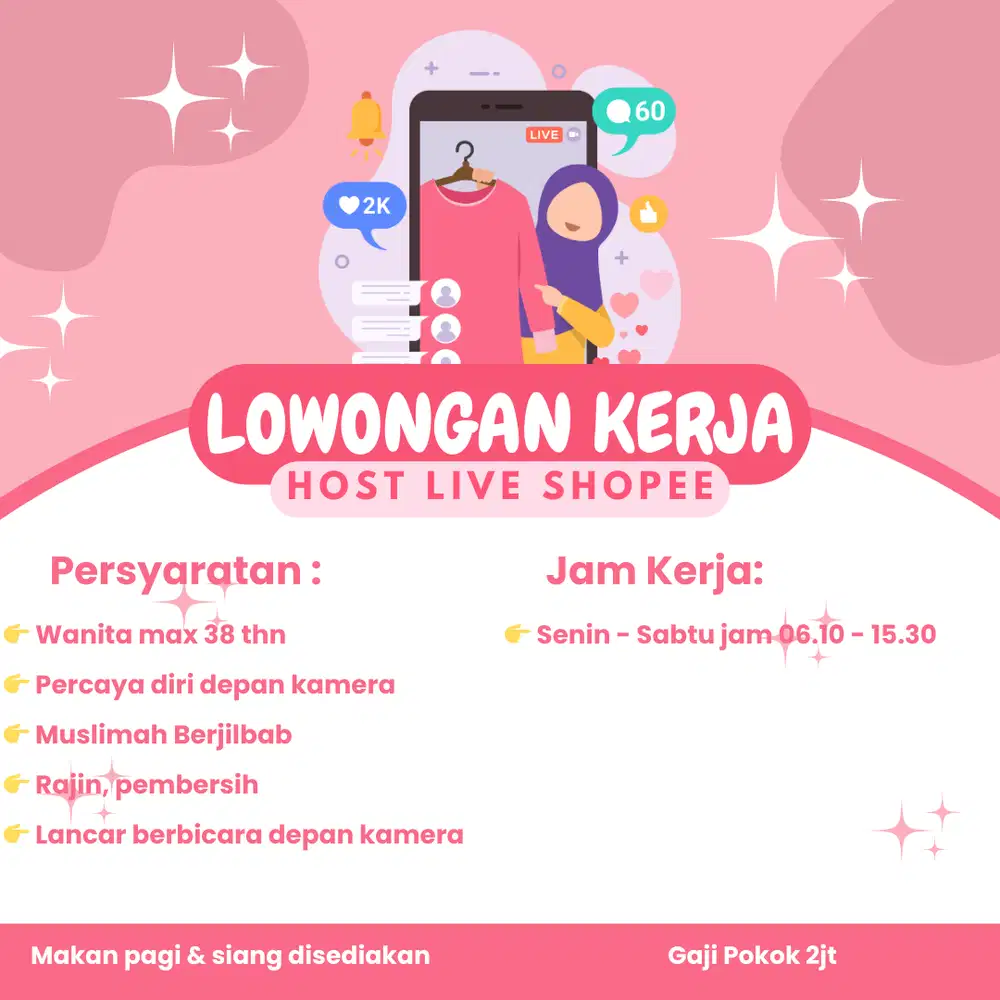 Lowongan Kerja Host Live Streaming Shopee Shift Pagi