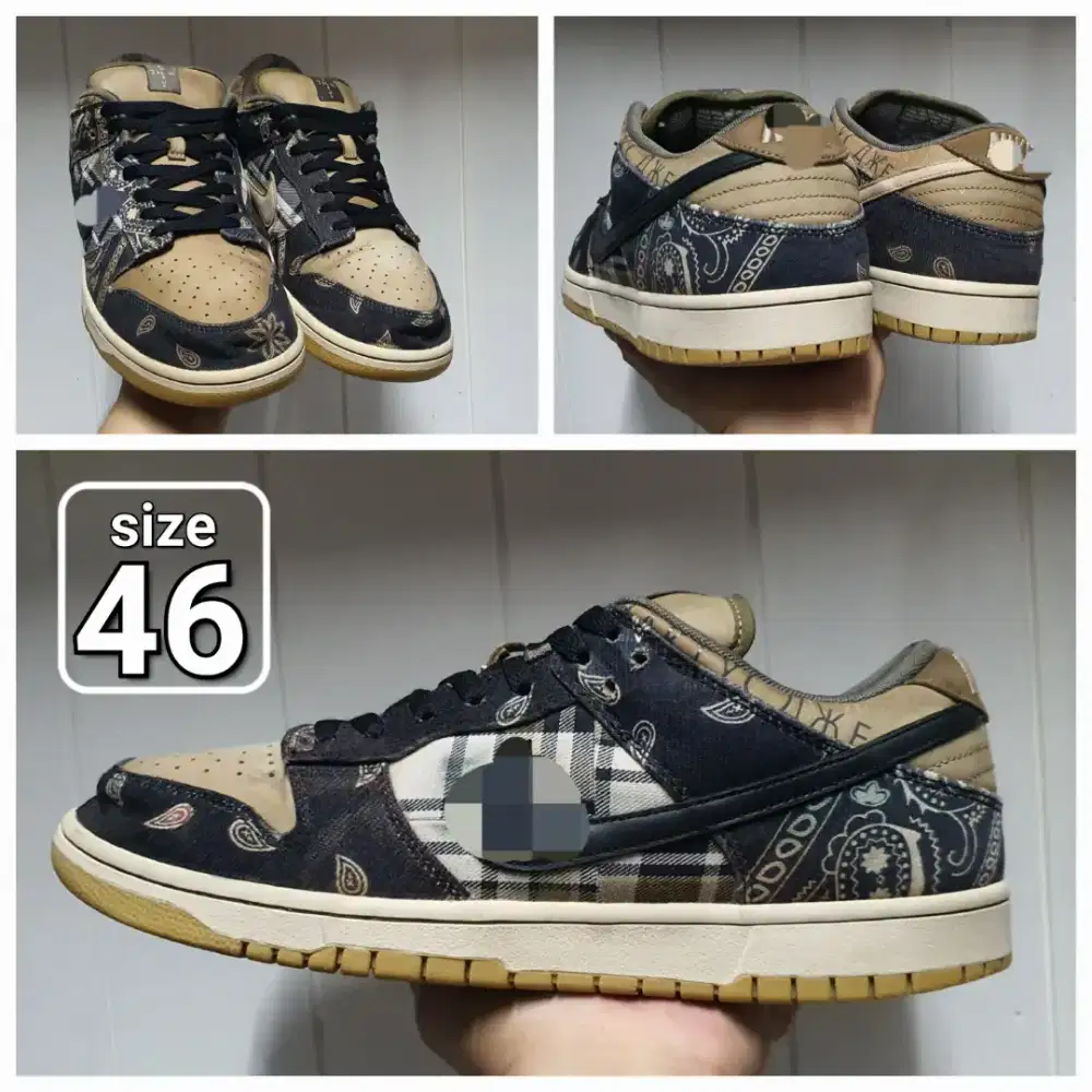 Sepatu Casual Sneaker low SB Dunk Travis Scott size 46 Second Original