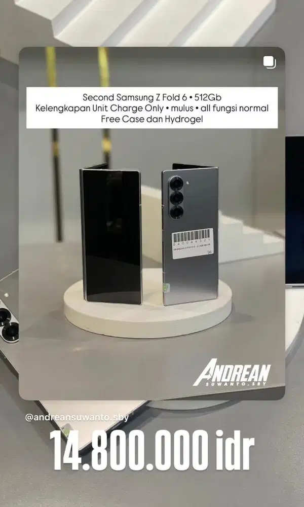 Second Samsung Z Fold 6 512 gb Unit dan Charger