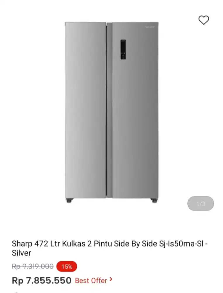 Sharp 472 Ltr Kulkas 2 Pintu Side By Side Sj-Is50ma-Sl - Silver