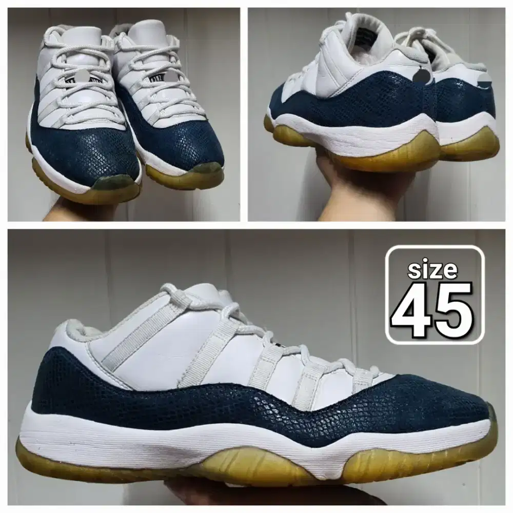 Sepatu Basket Low Jordan Retro 11 Snakeskin Navy size 45 Second Ori