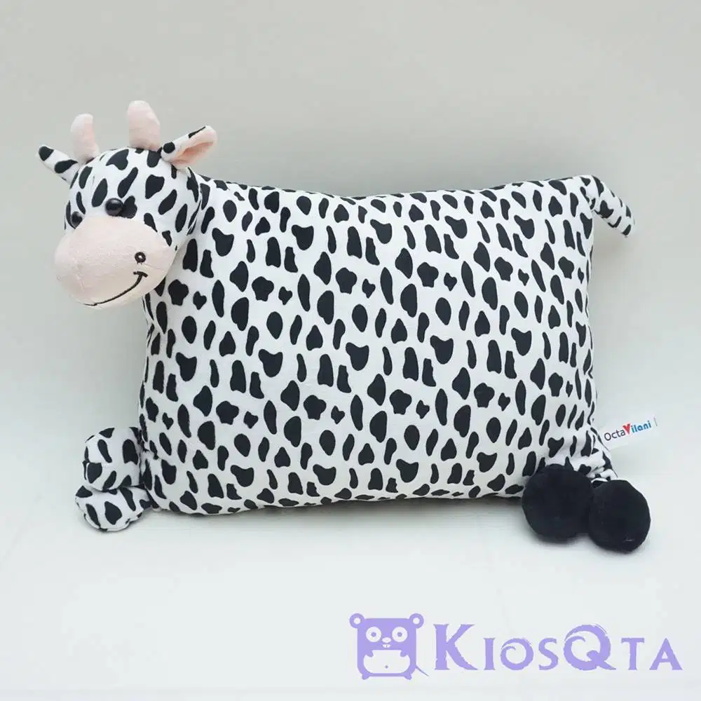 bantal boneka sapi totol cute cow hitam putih persegi panjang