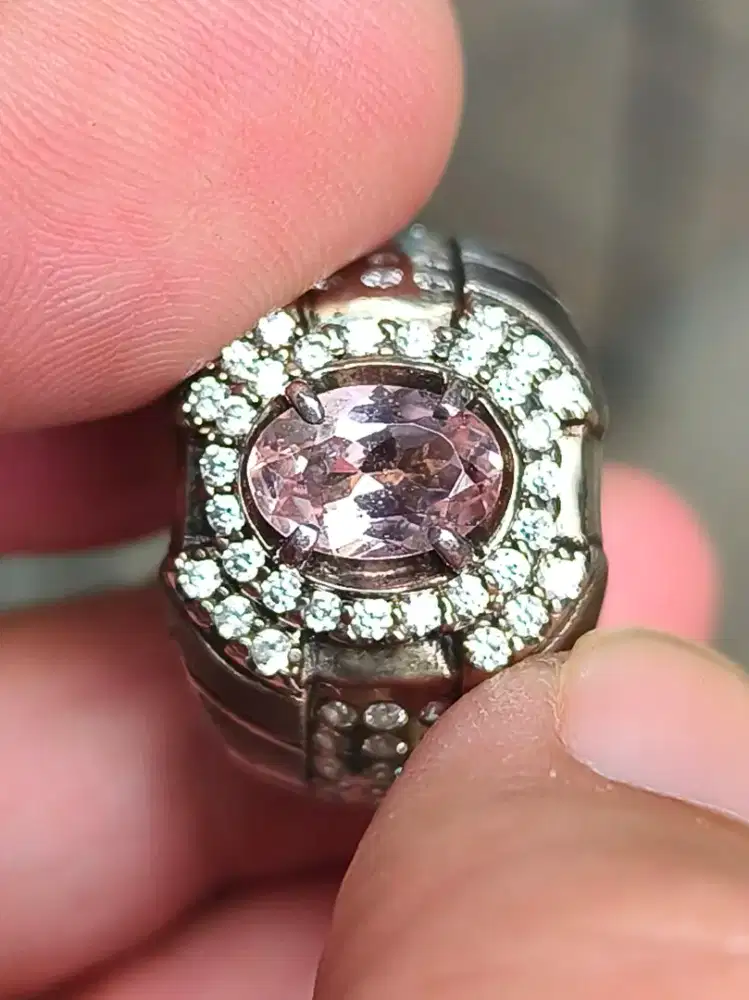 Batu tourmaline pink 1.47 carat ring perak memo CGL top kristal