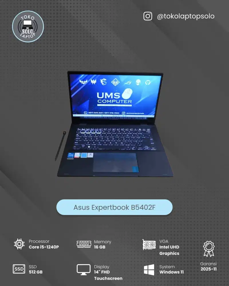 ASUS ExpertBook B5402F INTEL Core i5-1240P RAM 16GB SSD 512GB Touch