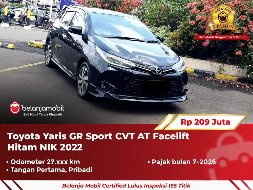 [ GARANSI 5TH ] Toyota Yaris GR Sport CVT AT Facelift Hitam 2022/2023