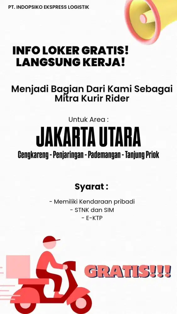 LOKER KURIR AREA JAKARTA UTARA