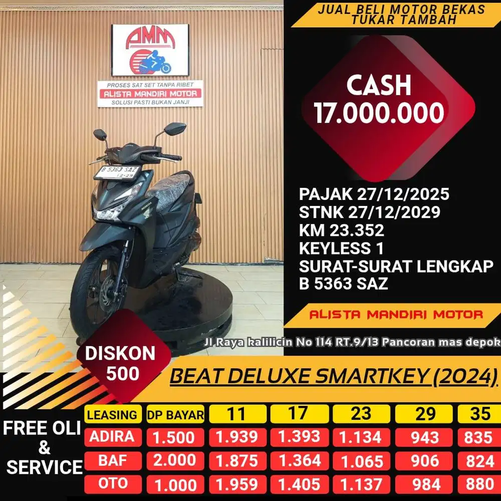 DP 1JTAN BISA BAWA PULANG BEAT DELUXE SMART KEY TH 2024 PALT JAKSEL