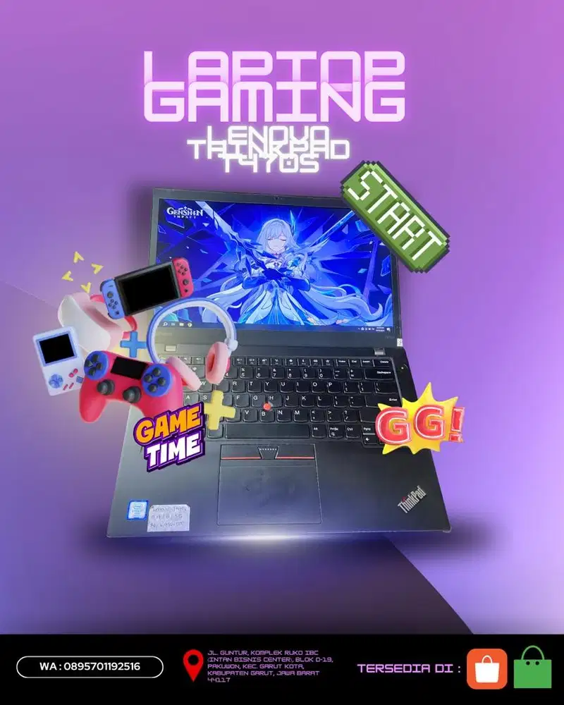 Laptop Gaming Lenovo T470s Second Bergaransi