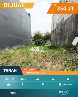 Termurah Dijual Tanah Kavling Tirto Rahayu Dau Malang Lingkungan Nyama