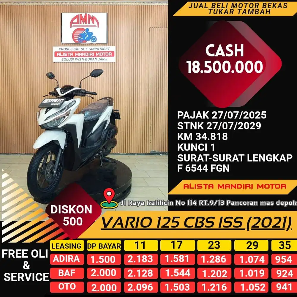 HONDA VARIO 125 ISS TH 2021 PLAT F BOGOR BISA BAYAR VIA CC / PAYLATER