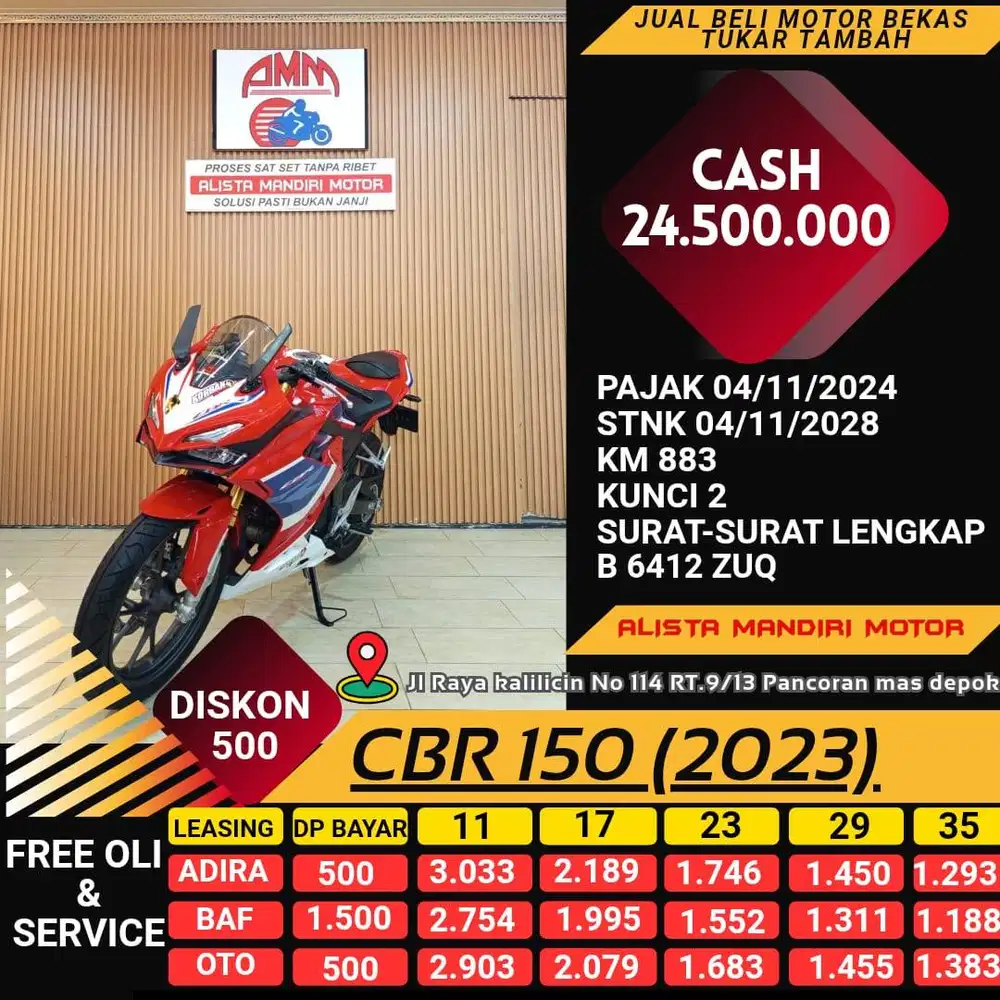 CBR 150 TH 2023 PALT DEPOK BISA CASH / KREDIT / TUKAR TAMBAH