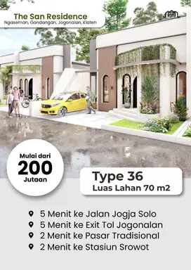 DEKAT GERBANG TOL SOLO JOGJA DIJUAL RUMAH MINIMALIS 200 JUTAAN