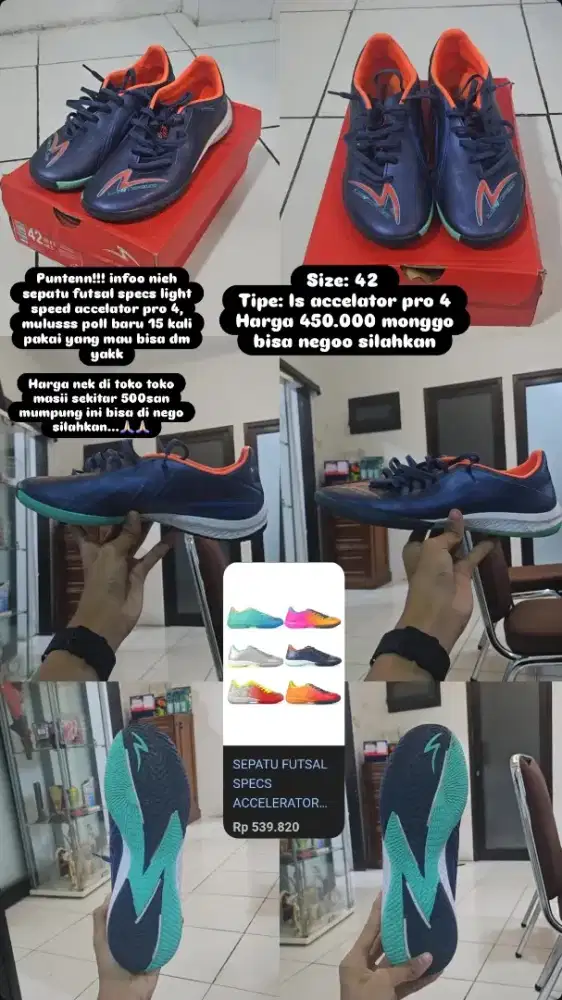 Sepatu futsal light speed accelator pro 4 blue