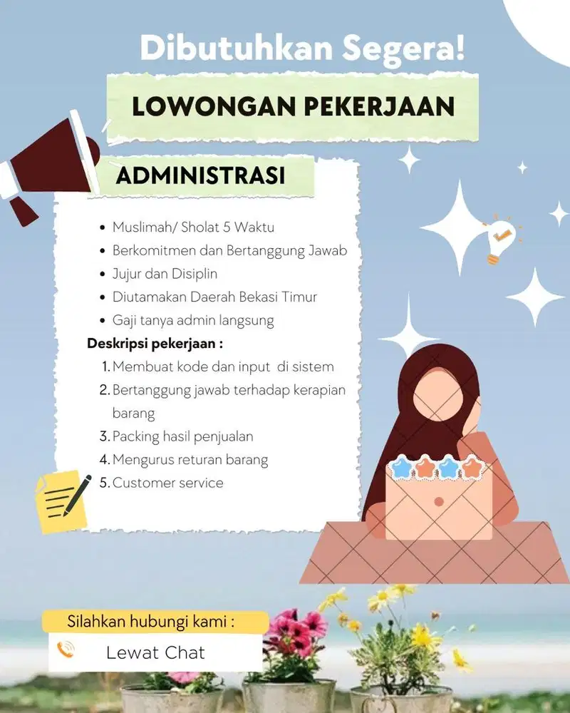 DICARI ADMIN OLSHOP