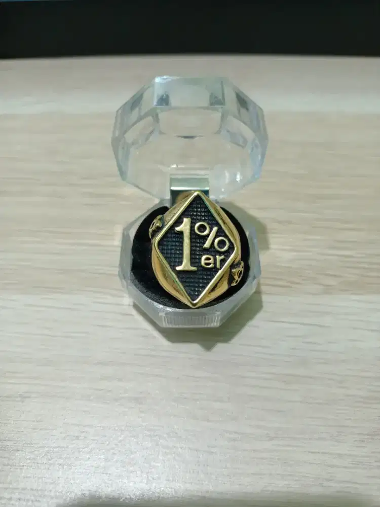 Cincin Pria Unik 1% ers Mewah Modern Titanium Warna Gold Ring Ukuran 9