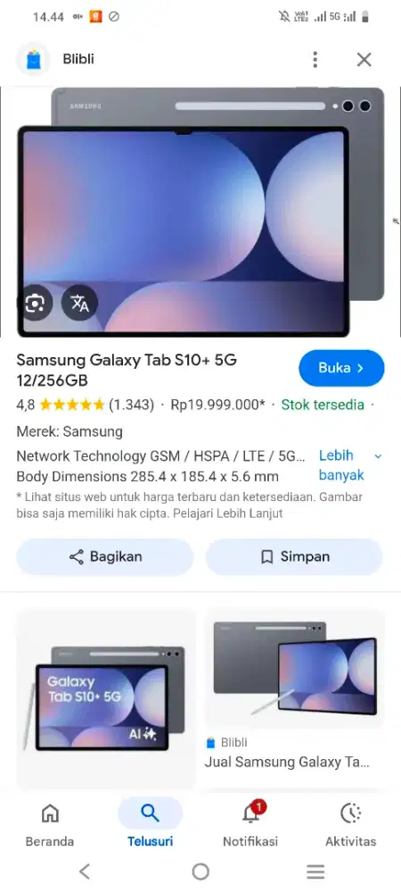 Samsung tab s10+ 5g  256 dan keyborad