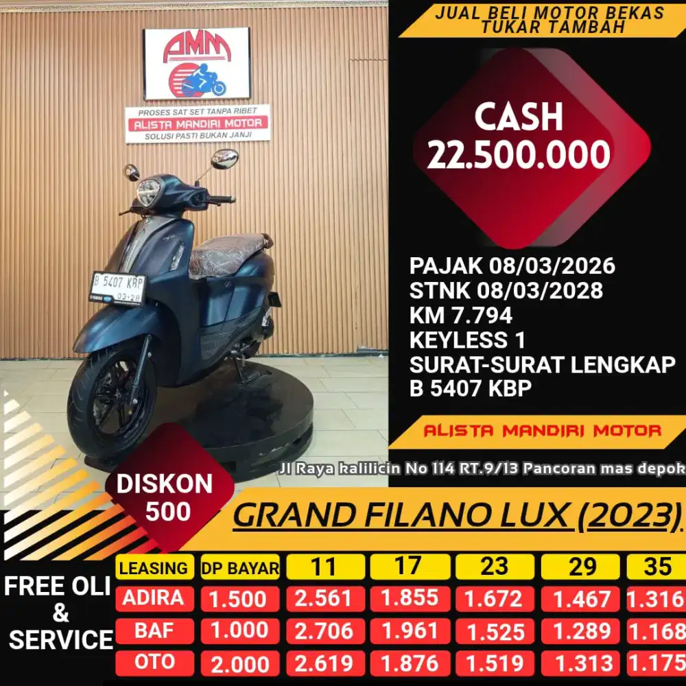 Yamaha GRAND FILANO LUX 2023 CICILAN 0% VIA CC
