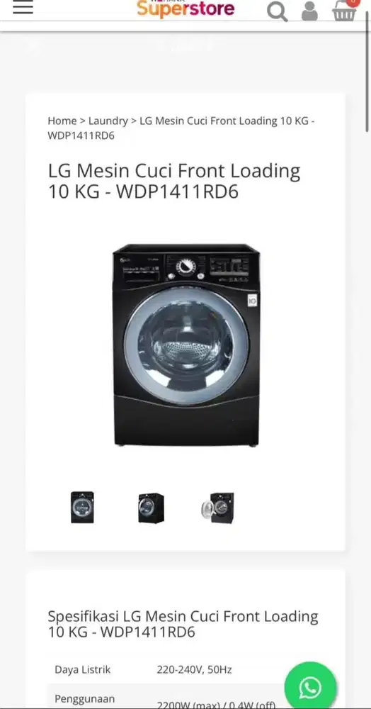 Jual Mesin Cuci LG Front Loading 10 KG