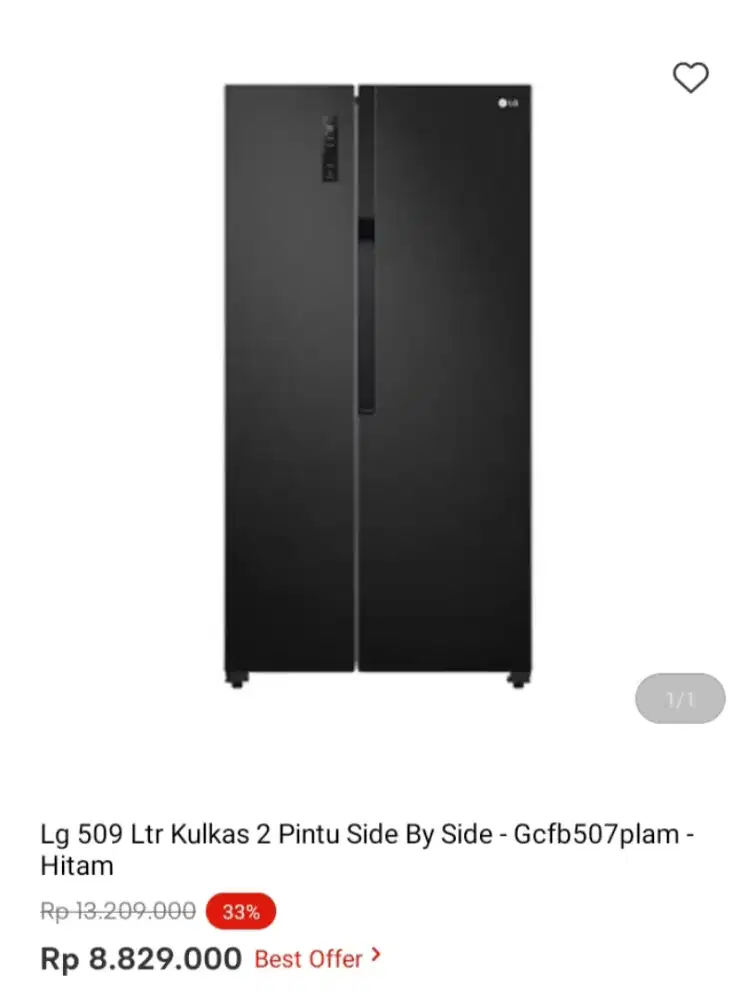 Lg 509 Ltr Kulkas 2 Pintu Side By Side - Gcfb507plam - Hitam