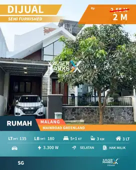 Dijual Rumah Minimalis Semi Furnish di Mainroad Greenland Tidar Malang