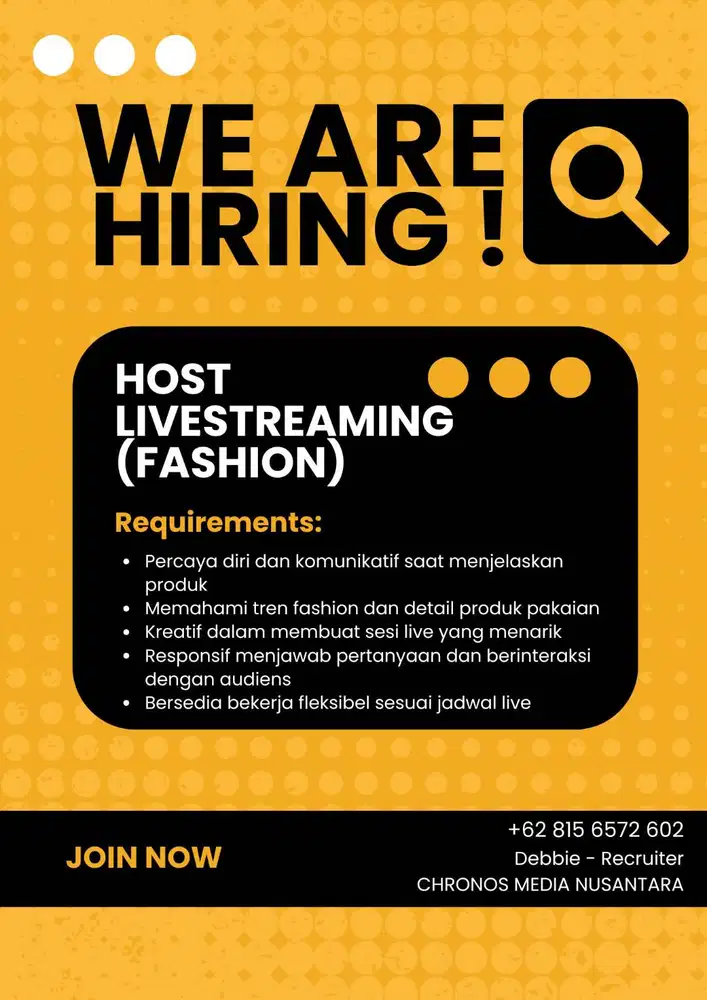 LOKER HOST LIVE JAKARTA