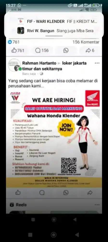Dibutuhkan segera bagi yg mencari peluang karir