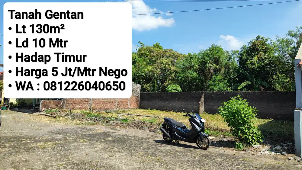 Jual Tanah Kavling Sudah Ready Sertifikat Area Gentan, Dekat Laweyan