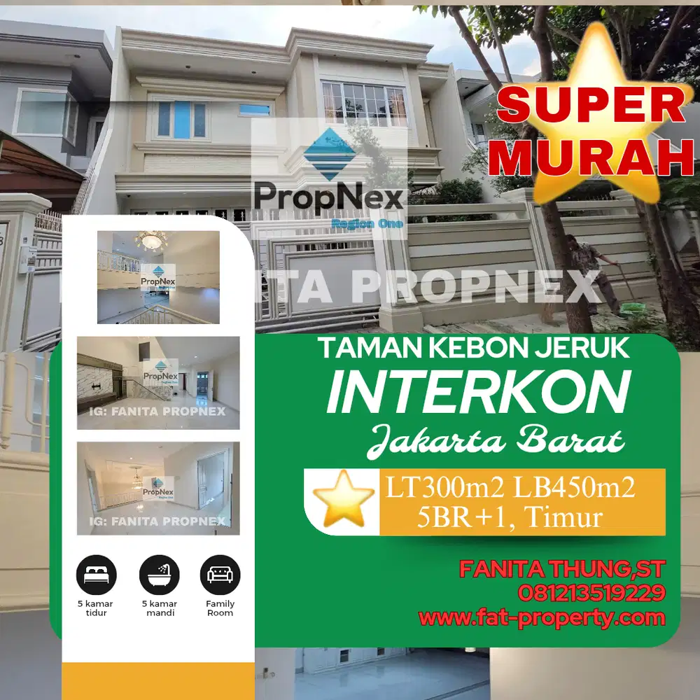 Dijual rumah mewah di Tmn Kbn Jrk Interkon,JakBar LT300m2 LB450m2