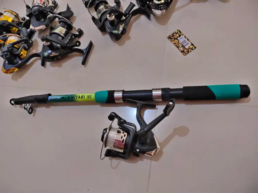 Joran pancing 1.80meter Set Reel Atom kecil benang