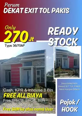 Rumah Pojok Siap Huni SHM Gatra Pakis Malang