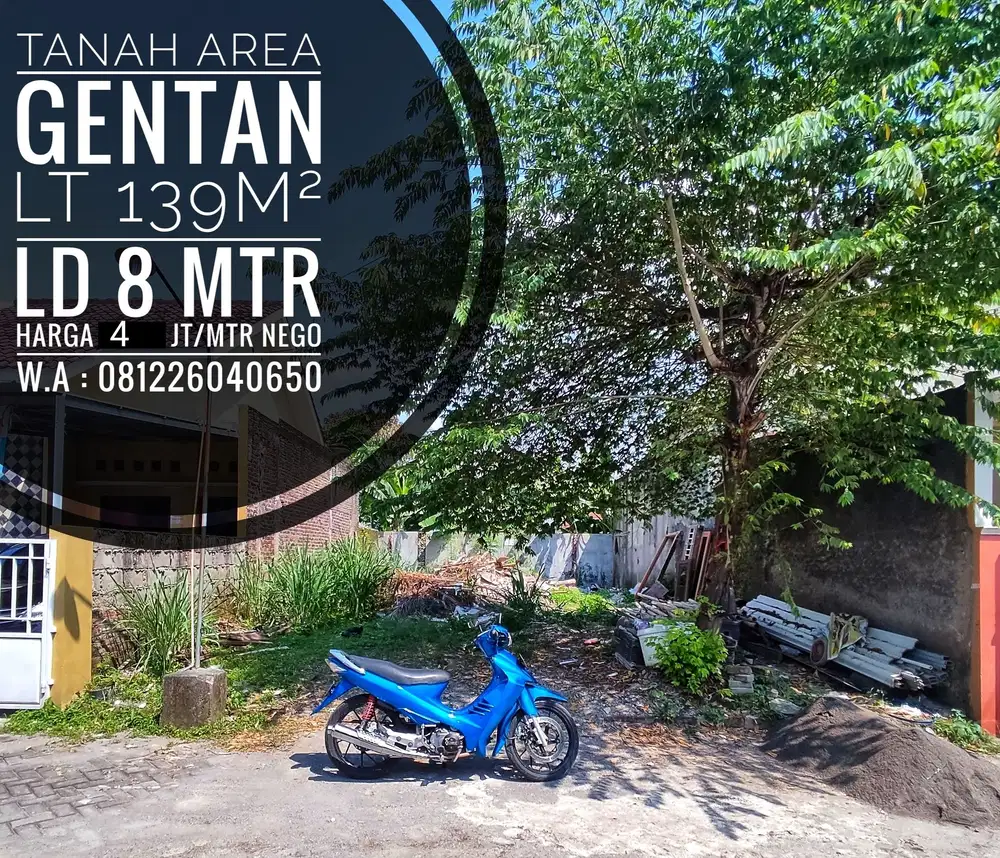 Jual Tanah Di Dalam Perumahan Area Gentan, Dekat Laweyan, Purswosari
