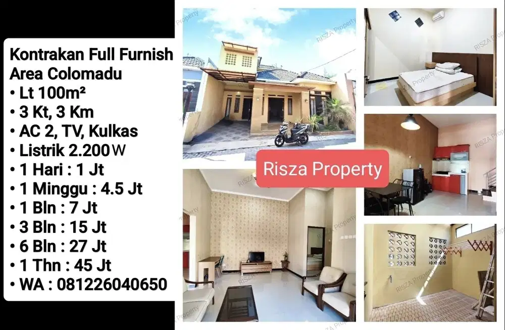 Sewa Rumah Area Colomadu, Bisa Harian, Mingguan, Bulanan, Tahuanan