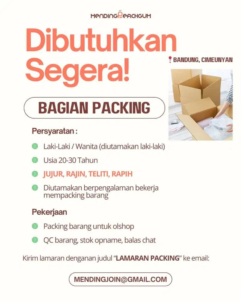 LOWONGAN KERJA BAGIAN PACKING BARANG