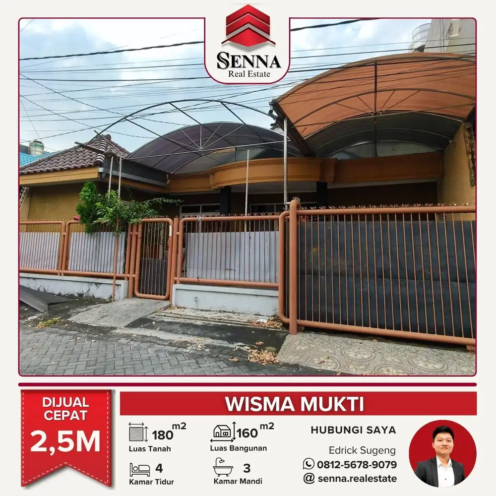 DIJUAL CEPAT BUTUH UANG RUMAH BAGUS WISMA MUKTI