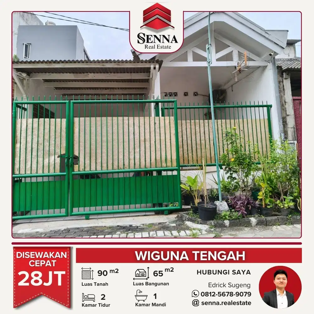 DISEWAKAN CEPAT BUTUH UANG RUMAH BAGUS SIAP HUNI WIGUNA TENGAH