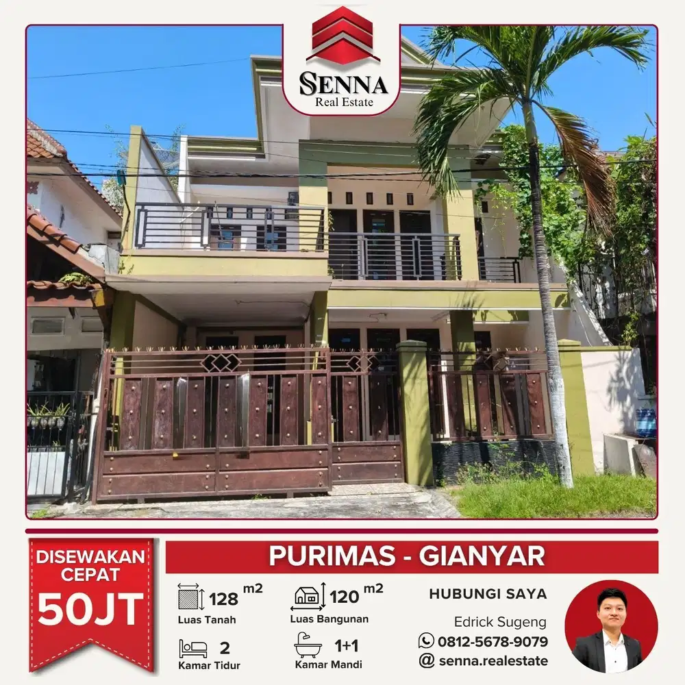 DISEWAKAN CEPAT BUTUH UANG RUMAH BAGUS SIAP HUNI PURIMAS TAMAN-GIANYAR